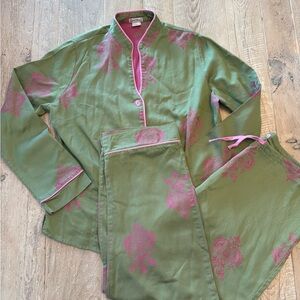 BedHead Anthropologie Olive and Magenta Womens Pajama Set L